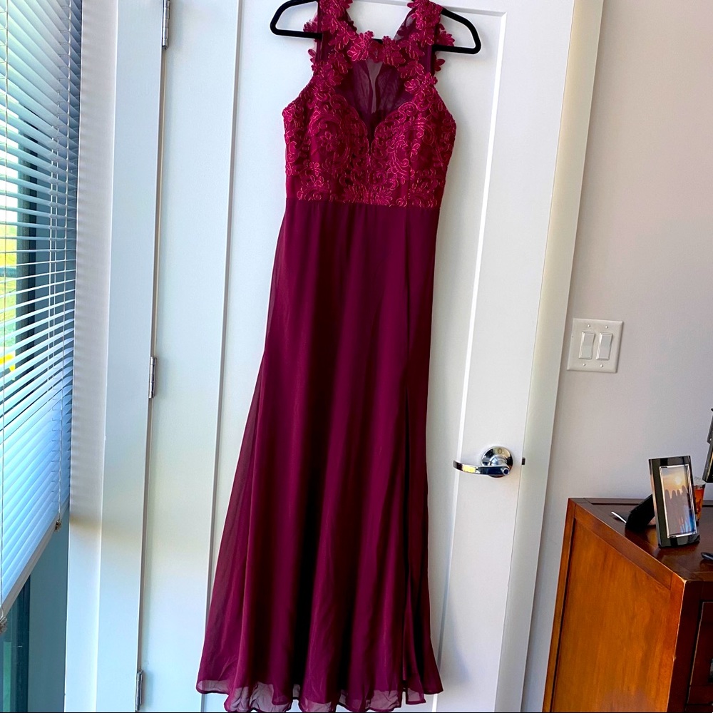Beautiful Deep Berry Embroidered Dress